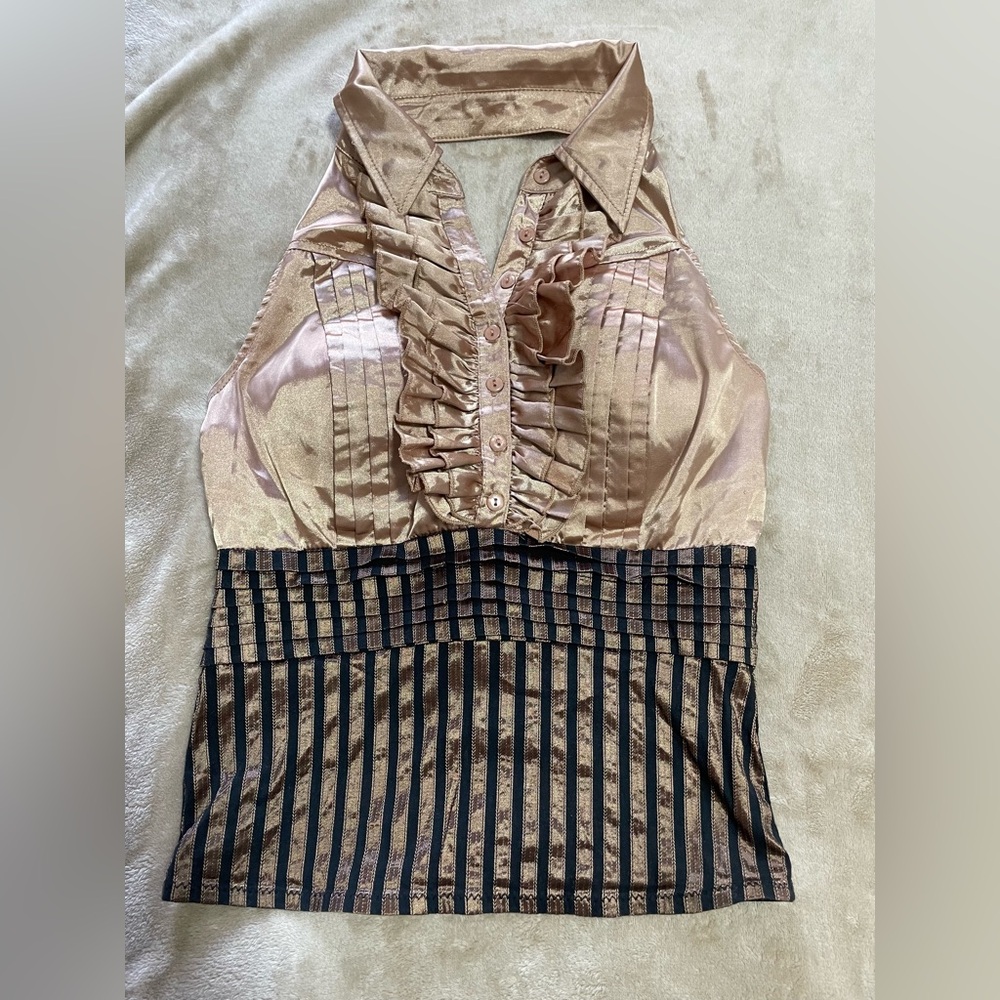 Entry Black Striped Corset Halter Top